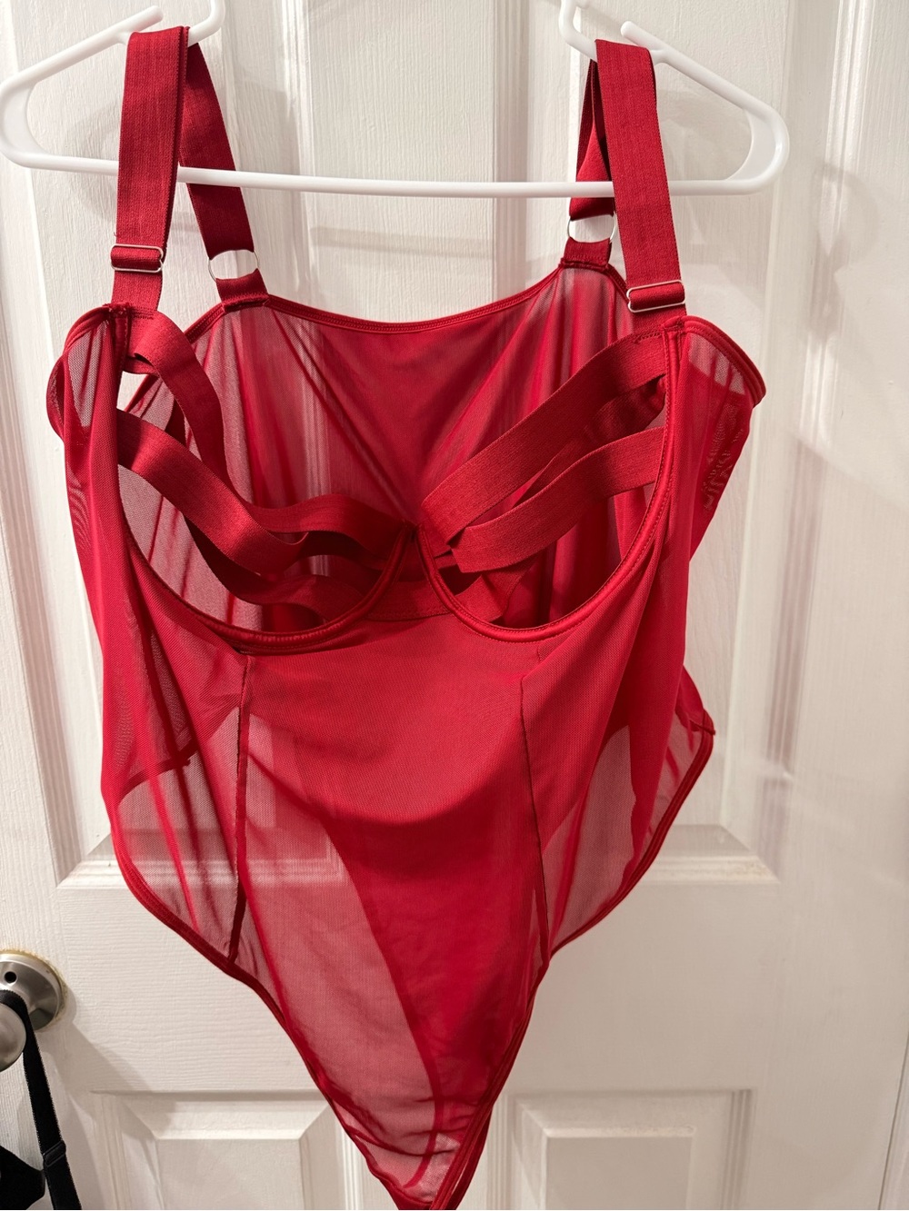 EGO Red Sheer Strappy Bodysuit